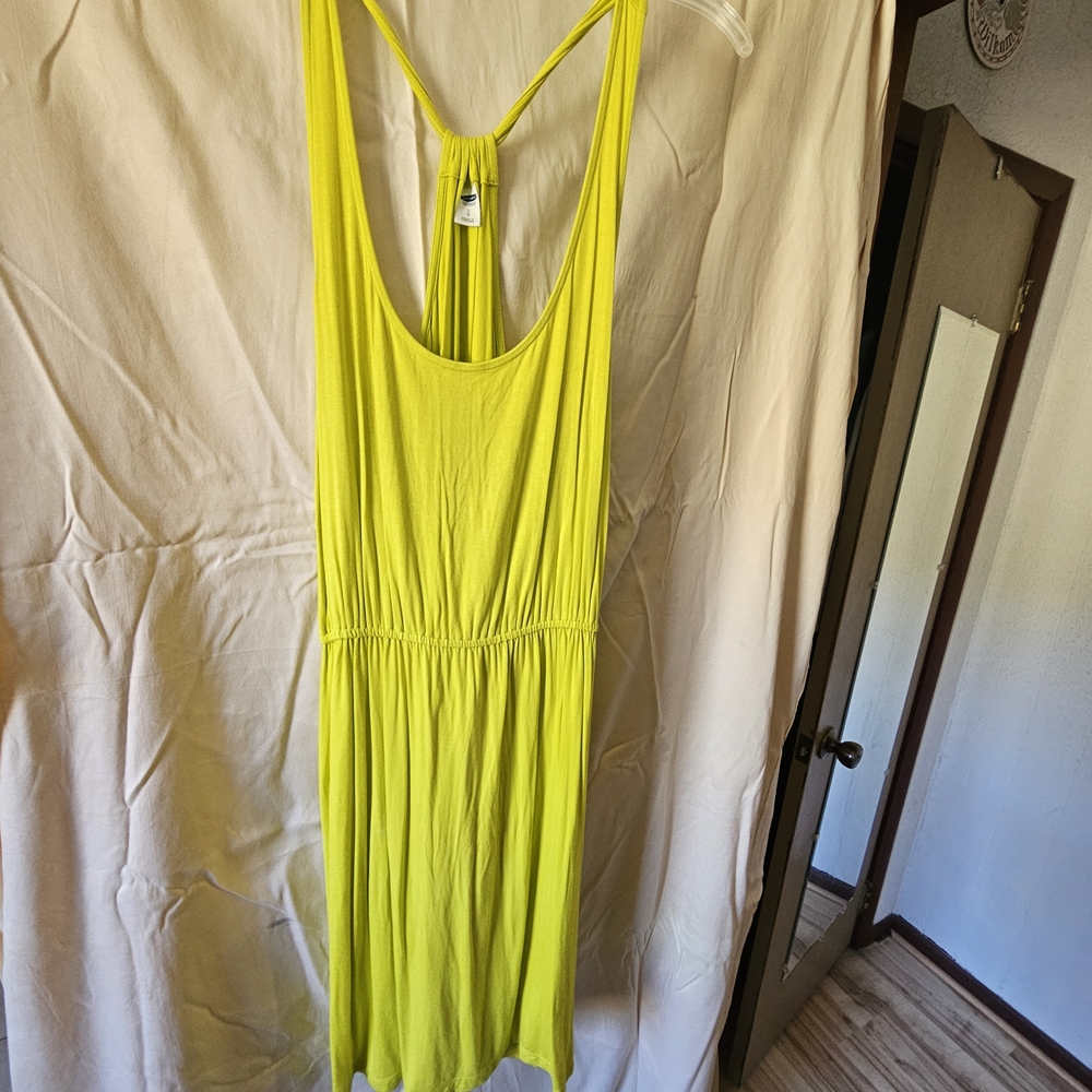 Women’s Midi Dress — Bright Lime Yellow Racerback